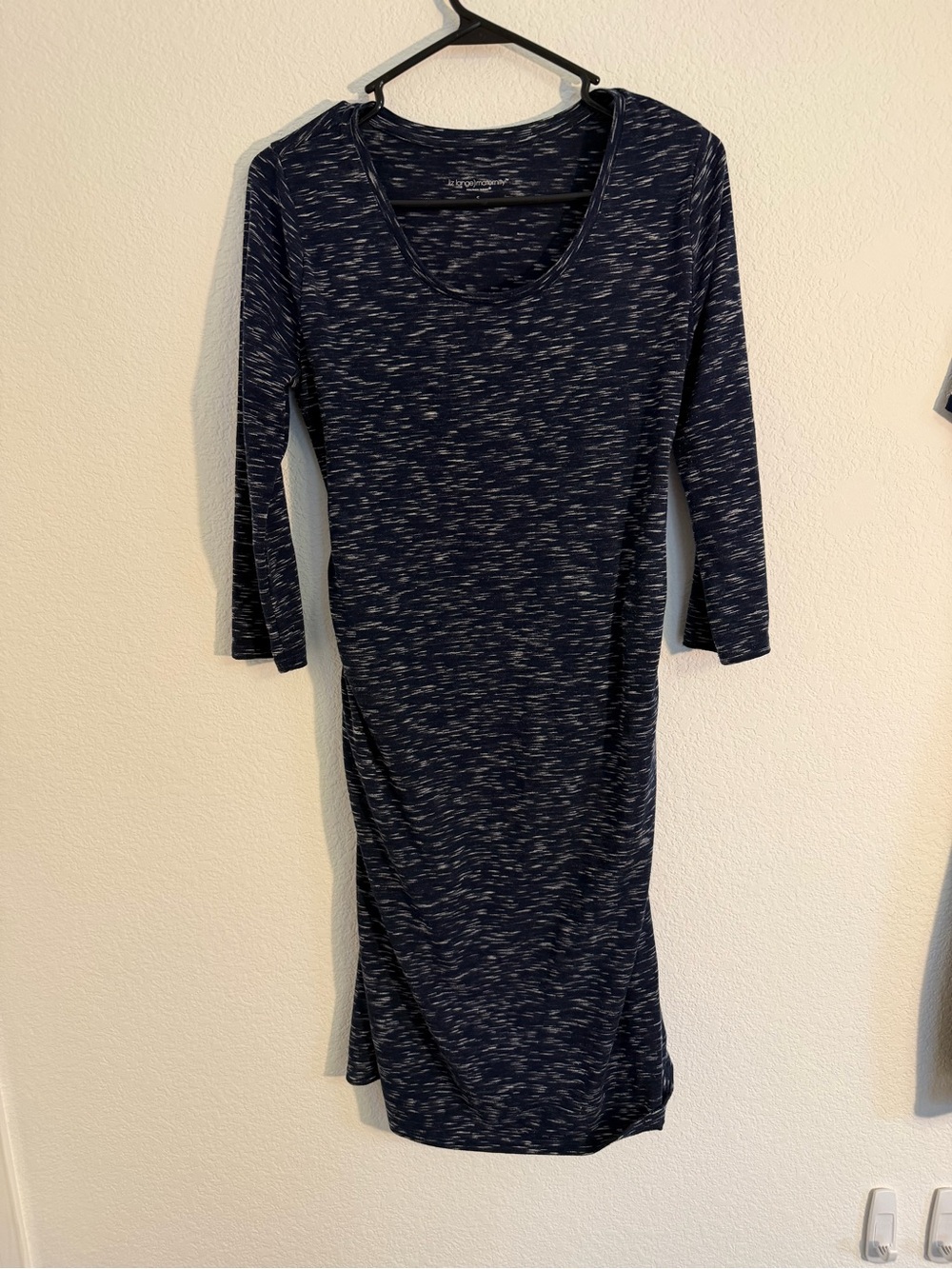 Liz Lange Navy Space-Dye Long Sleeve Midi Dress